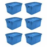 Rubbermaid Roughneck Tote 14 Gallon Storage Container, Heritage Blue (6 Pack)
