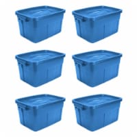 Rubbermaid Roughneck Tote 10 Gallon Storage Container, Heritage Blue (6  Pack)