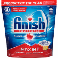 Finish Powerball Max in 1 Lemon Scent Ultra Degreaser Dishwasher Detergent Tablets Perspective: Main