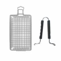 Mr. Bar-B-Q Products 257104 Grill Zone Grill & Flip Basket, Brushed Silver
