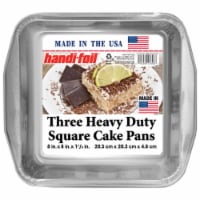 Handi-foil® 3 Pack Heavy Duty Square Cake Pans - Silver