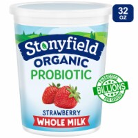 Stonyfield Organic Whole Milk Probiotic Yogurt, Strawberry, 32 oz. Perspective: Main