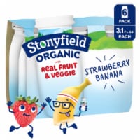 Stonyfield Organic Lowfat Yogurt Smoothies, Strawberry Banana, 3.1 fl. Oz., 6 Ct Perspective: Main