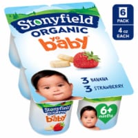Stonyfield Organic YoBaby Banana & Strawberry Whole Milk Baby Yogurt, 4 oz Cups, 6 ct Pack Perspective: Main