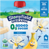 Stonyfield® Organic Kids Zero Added Sugar Whole Milk Yogurt Pouches Banilla Perspective: Main
