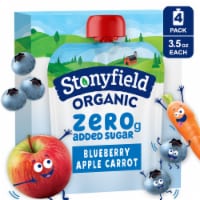 Stonyfield Organic Kids Zero G Added Sugar Whole Milk Yogurt Pouches, Blueberry Apple Carrot Perspective: Main