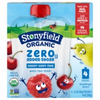 Stonyfield Organic® Kids Zero Sugar Cherry Berry Pear Yogurt Pouches Perspective: Main