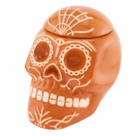 Northern Lights Candles Day of the Dead Sugar Orange Skull Candle - Dia de los Muertos Perspective: Main