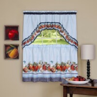 Golden Delicious - Printed Tier & Swag Window Curtain Set - 57x36 - Ice Blue