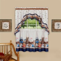 Precious Printed Tier and Swag Window Curtain Set - 57x36 - Navy