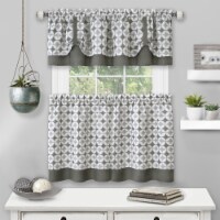 Achim CITV24GY12 Callie Window Curtain Tier Pair & Valance Set - 58 x 24 in. - Grey