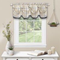 Achim TTVL14GY12 Tattersall Tuck Valance with Buttons - 58 x 14 in. - Grey