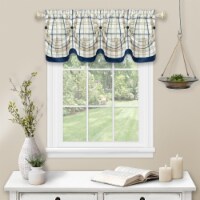 Achim TTVL14NY12 Tattersall Tuck Valance with Buttons - 58 x 14 in. - Navy