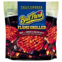 Ball Park® Frozen Fully-Cooked Flame Grilled Beef with Cheese and Bacon Patties Perspective: Main
