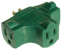Prime® Green 3-Outlet 90° Power Block Adapter Perspective: Main