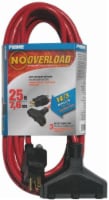 Prime® Red Triple-Tap Circuit Breaker Extension Cord Perspective: Main