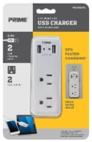 Prime® High-Speed 2.4A White USB Charger with 2 AC Outlets