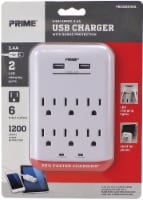 Prime® USB Charger and Surge Protector - White
