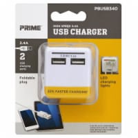 Prime Wire & Cable 2-Port White USB Charger