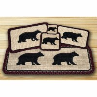 Earth Rugs 84-395CB Wicker Weave Trivet- Cabin Bear-