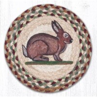 Capitol Importing 80-413VR 10 x 10 in. Jute Round Vintage Rabbit Printed Trivet