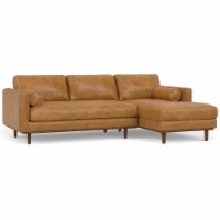 Morrison Sectional in Genuine Leather Sienna Genuine Top Grain Leather