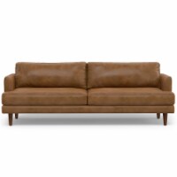 Livingston 90-inch Sofa in Genuine Leather Caramel Brown Genuine Top Grain Leather