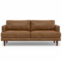 Livingston 76-inch Sofa in Genuine Leather Caramel Brown Genuine Top Grain Leather