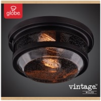 Wolfe 2-Light Outdoor Indoor Flush Mount Ceiling Light, Dark Bronze, Clear Seeded Glass Shade Perspective: Main