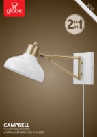 Berkeley 1-Light Plug-In or Hardwire Swing Arm Wall Sconce, White, Brass Accents Perspective: Main