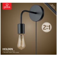 Holden 1-Light Plug-In or Hardwire Wall Sconce - Matte Black Perspective: Main