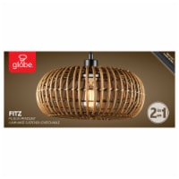 Fitz 1-Light Plug-In or Hardwire Pendant Lighting, Rattan Shade, White Socket Perspective: Main