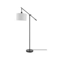 Avellino Adjustable Height Floor Lamp With White Linen Shade - Matte Black Perspective: Main