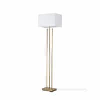 Globe Electric Matte Brass Floor Lamp with White Linen Shade Perspective: Main