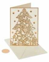 Papyrus Gold Glitter Christmas Tree Boxed Holiday Cards Perspective: Main