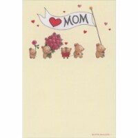 Recycled Paper Greetings Bear Parade Carrying Mom Banner and Flowers Cute Mother's Day Card Perspective: Main