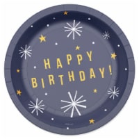 American Greetings Paper Plates 10 Count - Happy Birthday on Navy Perspective: Main