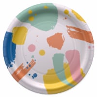 American Greetings  9" Paper Plates Colorful Brush Strokes Perspective: Main