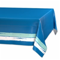 American Greetings Plastic Table Cover Blue with Brush Stroke Perspective: Main