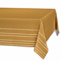 American Greetings Plastic Table Cover - Gold With White Striped Perspective: Main