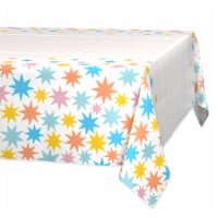 American Greetings Plastic Table Cover - White With Colorful Stars Perspective: Main