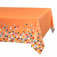 American Greetings Plastic Table Cover Orange with Colorful Confetti Perspective: Main