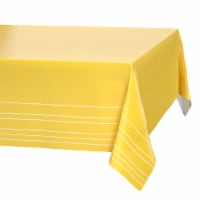 American Greetings Plastic Table Cover - Yellow with White Stripes Perspective: Main