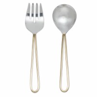 Abbott Collections AB-36-LOOP-SALAD 11.5 in. Loop Handle Salad Servers, Brass & Stainless Ste