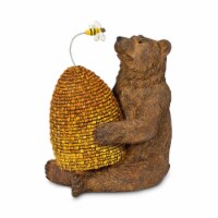 Abbott Collections AB-27-WINNIE-280 7 in. Bear with Beehive & Bee Statue, Brown
