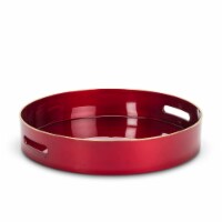 Abbott Collections AB-27-GLOSS-RD-02 15.5 in. Glossy Round Tray, Metallic Red & Gold