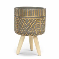 Abbott Collections AB-27-TRIPOD-03-LG 7 in. Angle Line Tripod Planter, Grey & Gold - Large