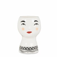 Abbott Collection AB-27-VOGUE-101 6 in. Pretty Lady Head Vase Planter, White & Black