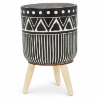 Abbott Collections AB-27-TRIPOD-05-XLG 8.5 in. Dot & Line Tripod Planter, Black & White - Ext