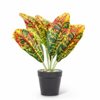 Abbott Collection AB-27-BOTANY-018-03 12 in. Polyester & Plastic Leaf Plant, Red & Yellow - M